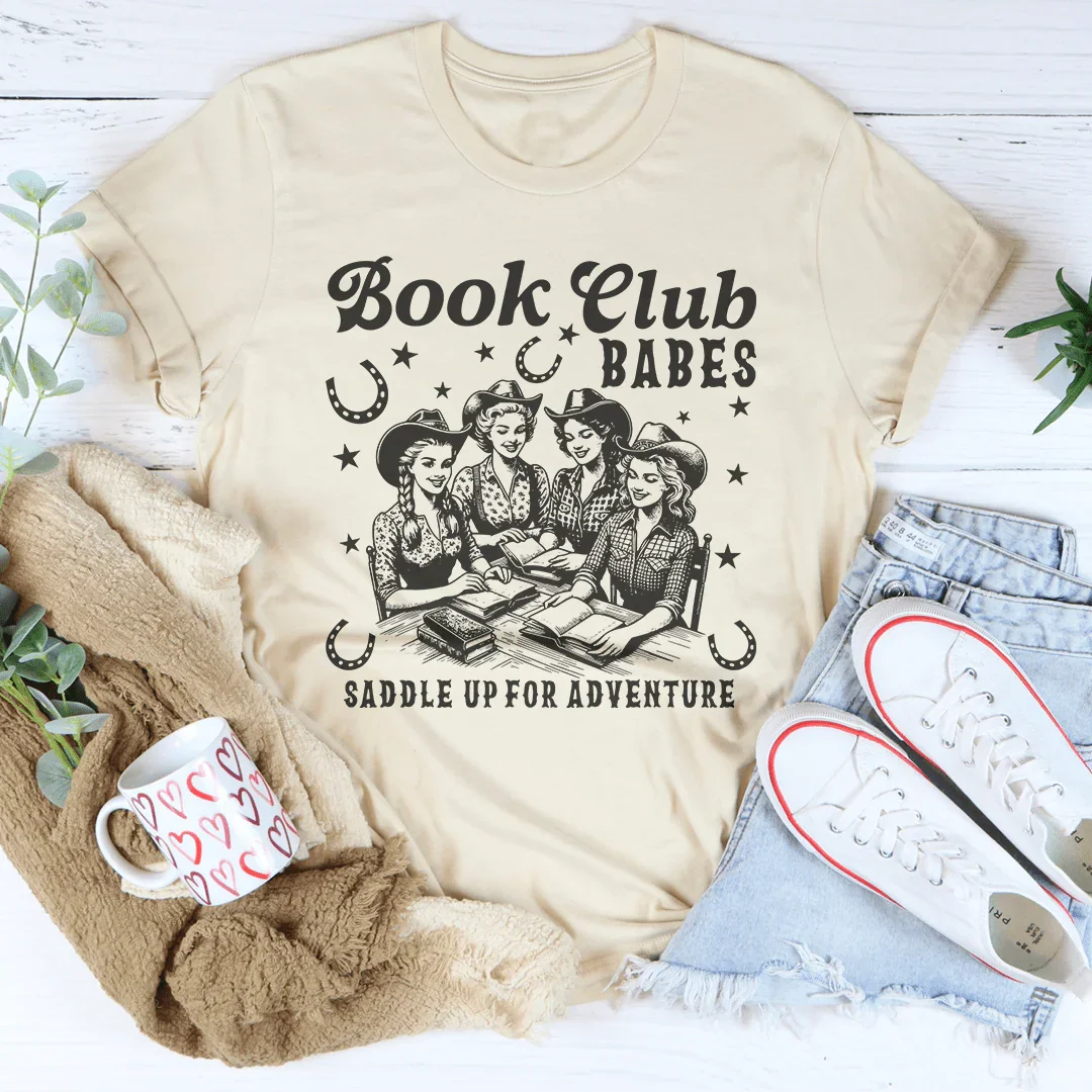 Book Club Babes Saddle Up For Adventure Tee Soft Cream / S Peachy Sunday T-Shirt