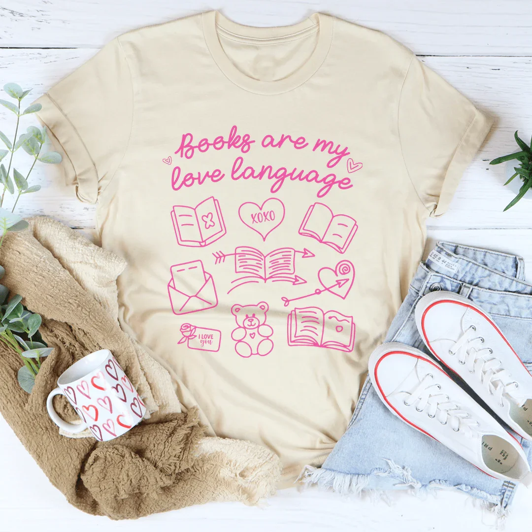 Books Are My Love Laguage Tee Soft Cream / S Peachy Sunday T-Shirt
