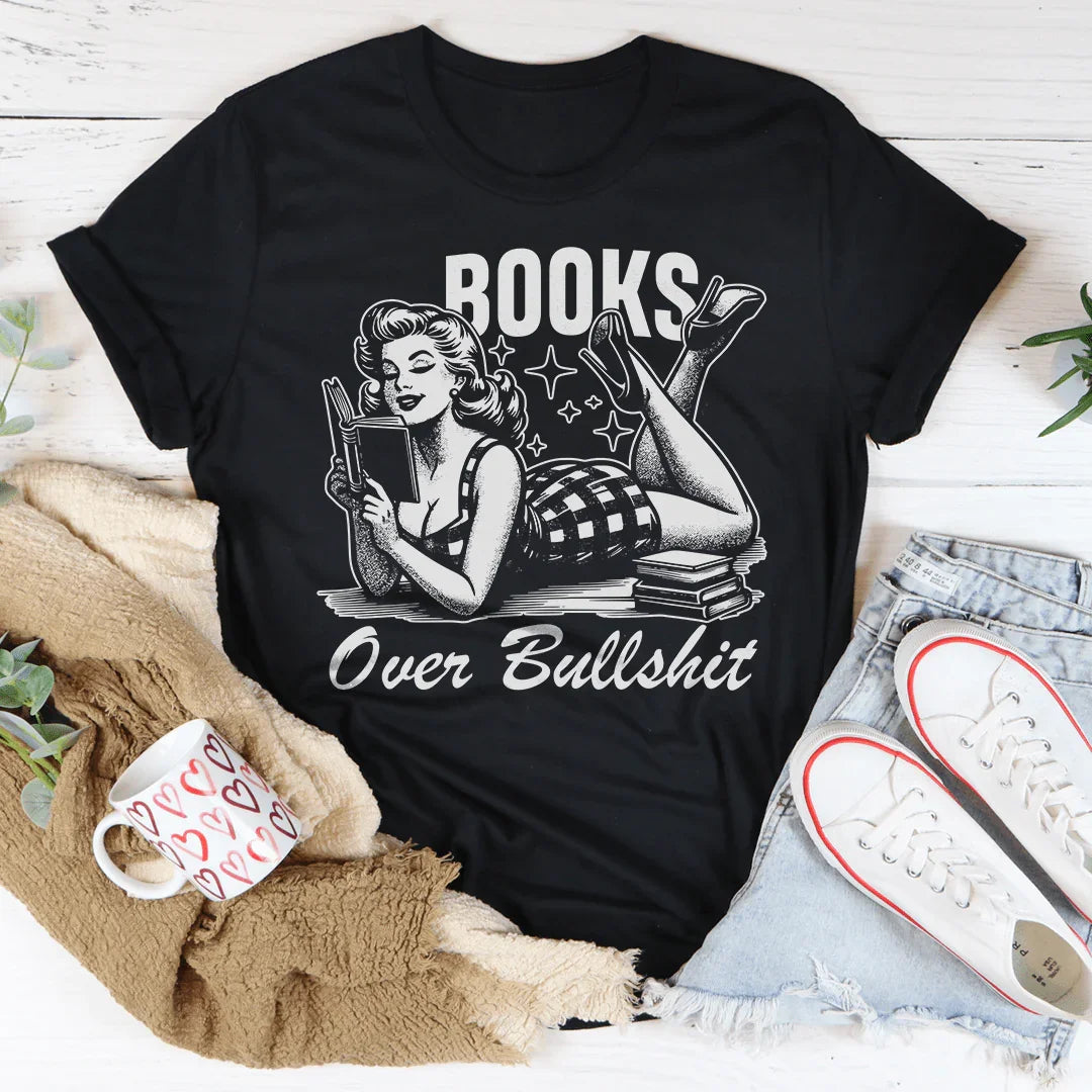 Books Over Bullshit Tee Black Heather / S Peachy Sunday T-Shirt