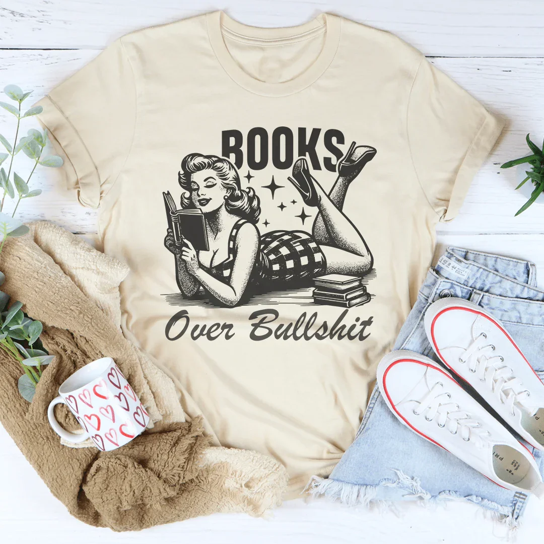Books Over Bullshit Tee Soft Cream / S Peachy Sunday T-Shirt