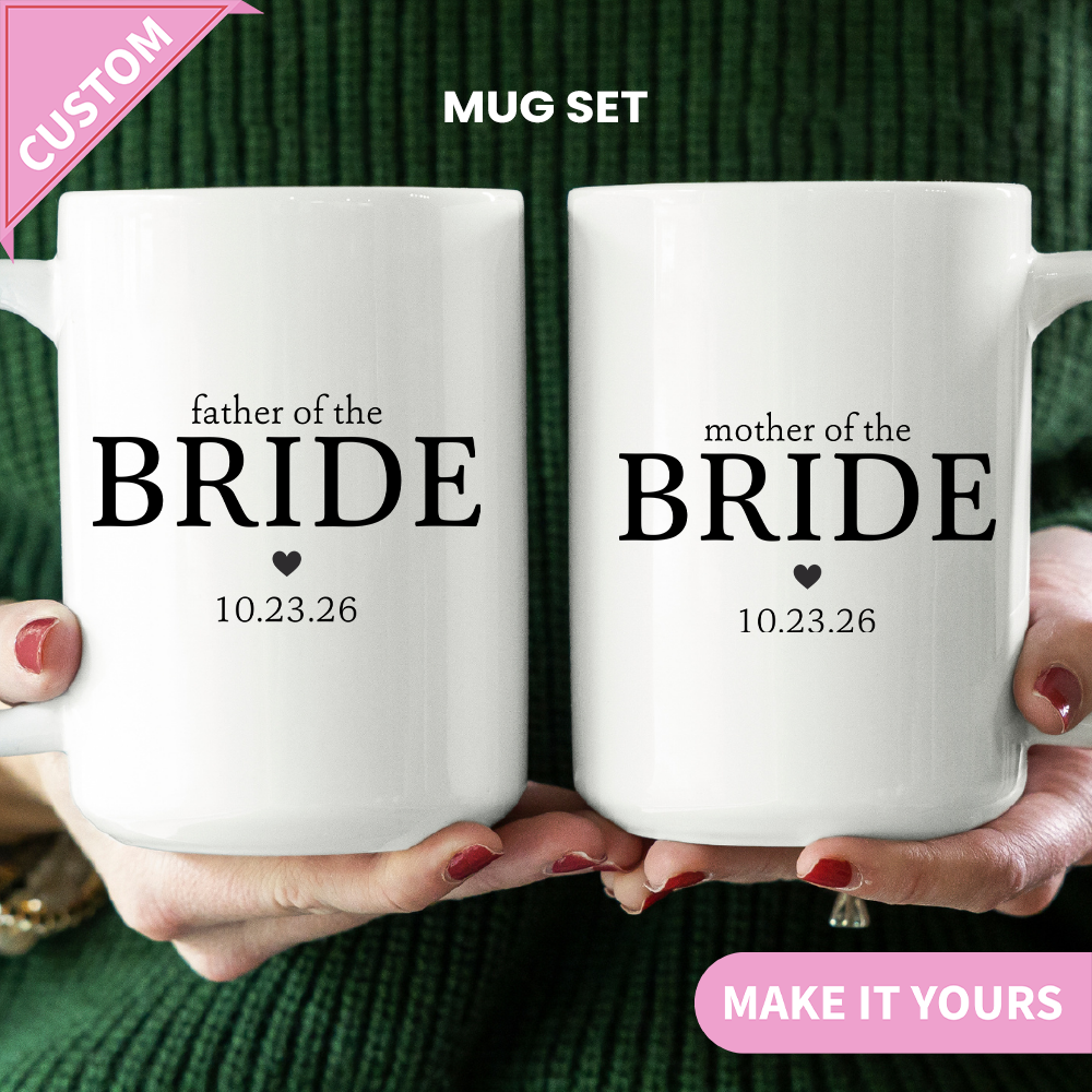 Personalized Mother And Father Of The Bride Mug Sett