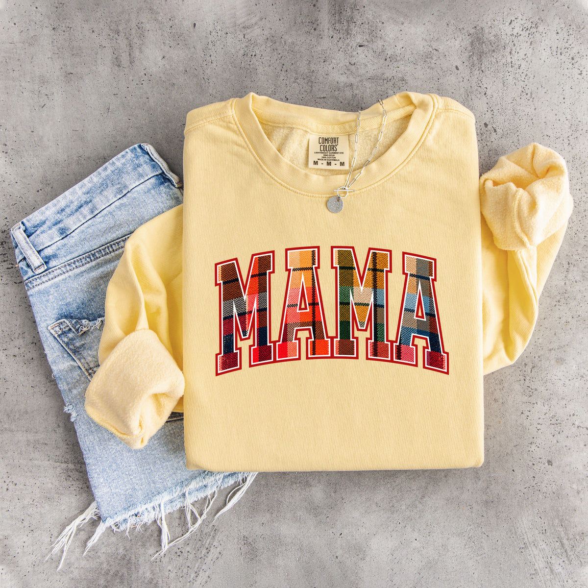 Vintage Fall Plaid Mama Sweatshirt