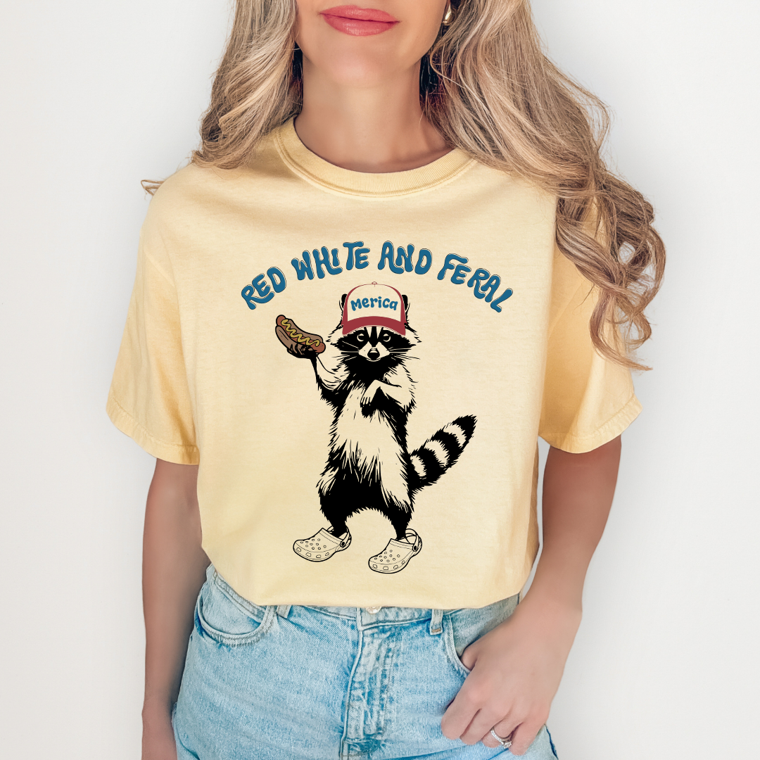 Red Whte And Feral Tee