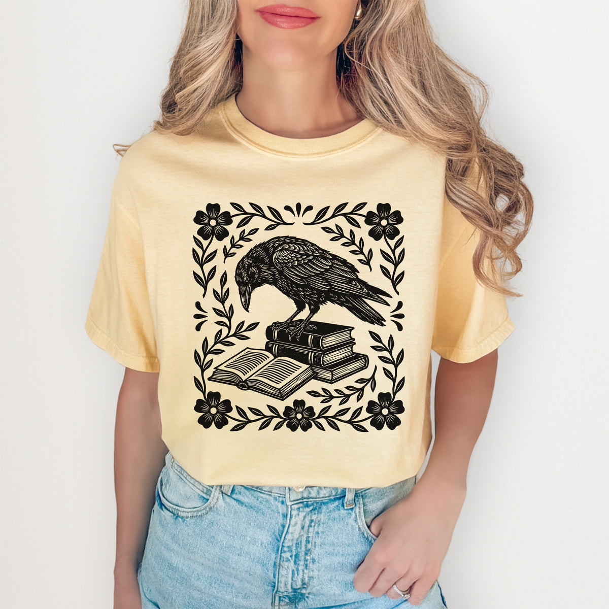 Bookish Raven Linocut Tee