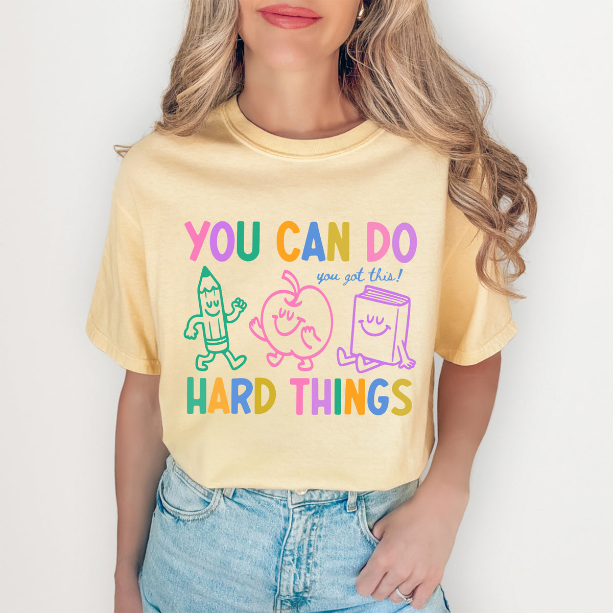 T-shirt graphique d'encouragement pour enseignante - « Tu peux surmonter les difficultés - Tu vas y arriver ! »