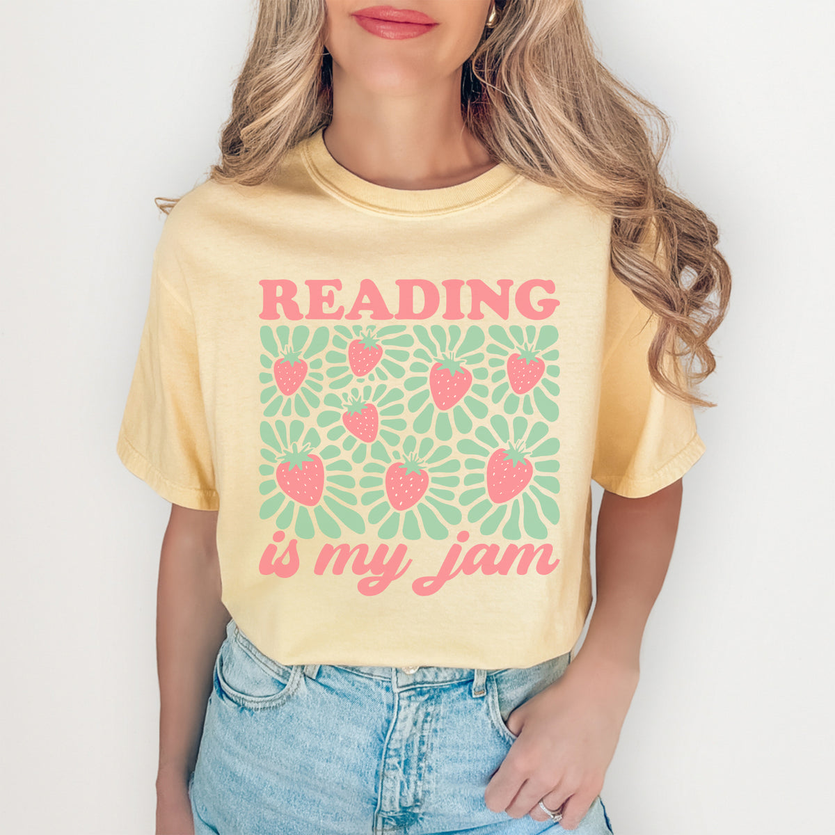 Retro-T-Shirt mit Grafik für Buchliebhaber – \"Reading Is My Jam\"