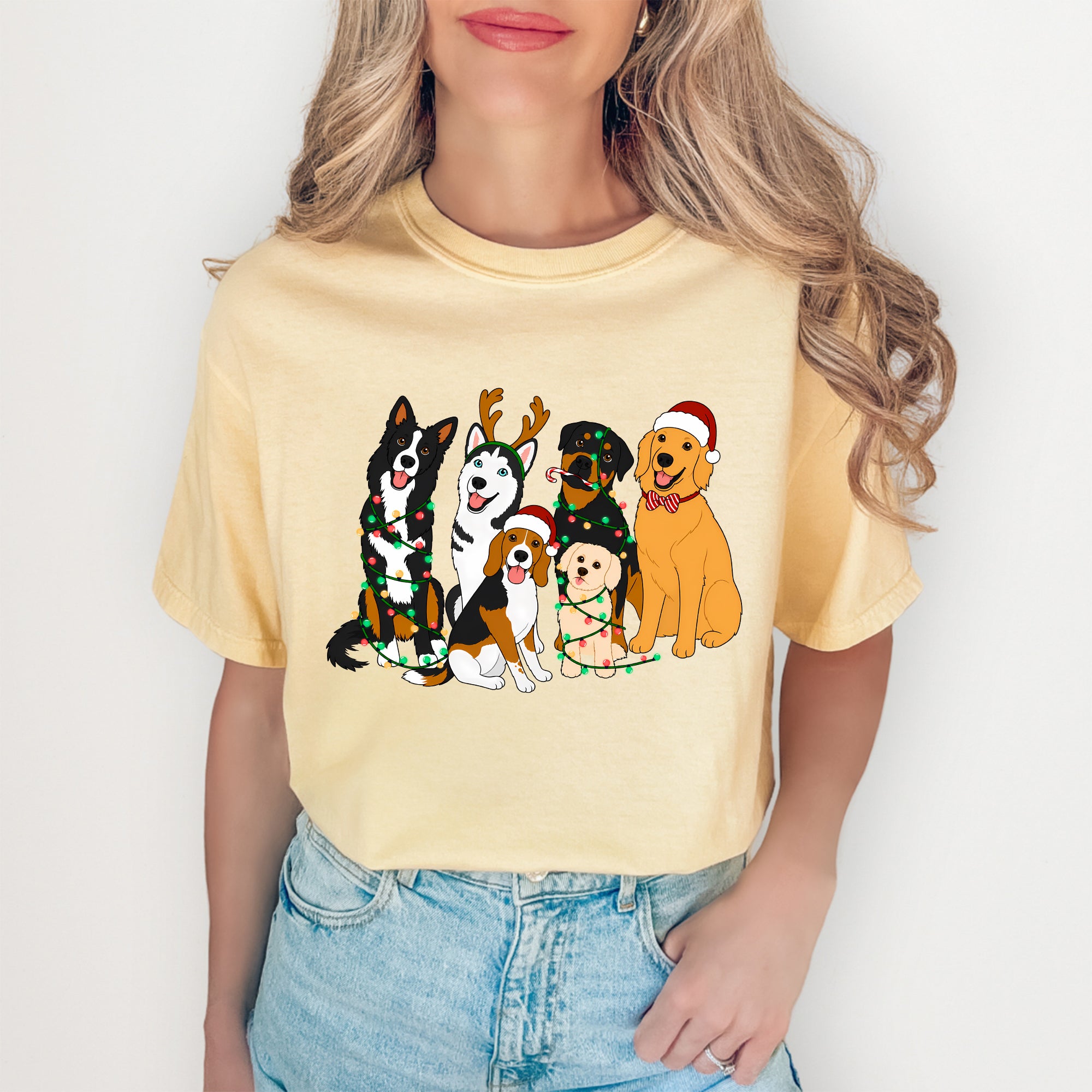 Camiseta de perros navideños adorables