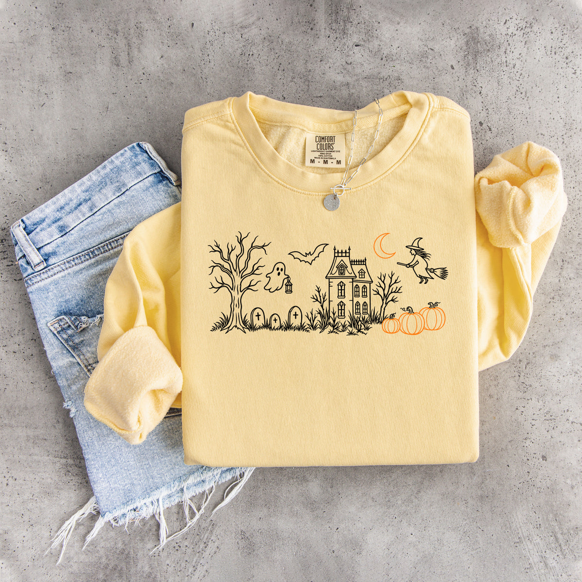 Sweat-shirt brodé « Manoir hanté »