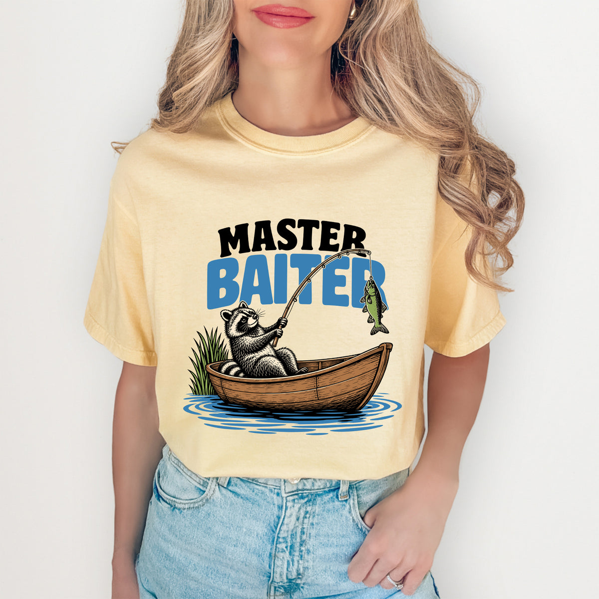Lustiges Angel-T-Shirt mit „Master Baiter“-Grafik