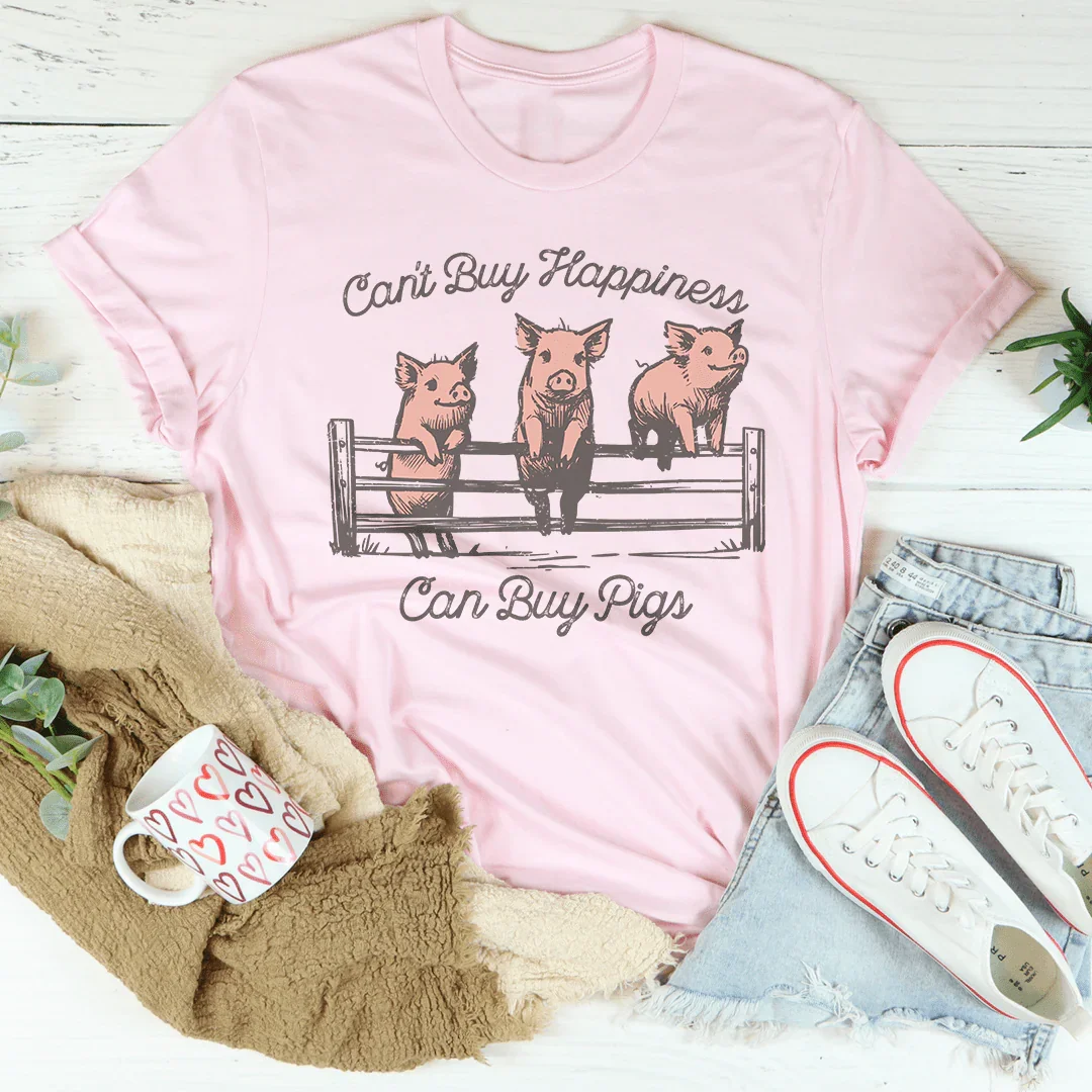 Can't Buy Happiness Can Buy Pigs Tee Pink / S Peachy Sunday T-Shirt