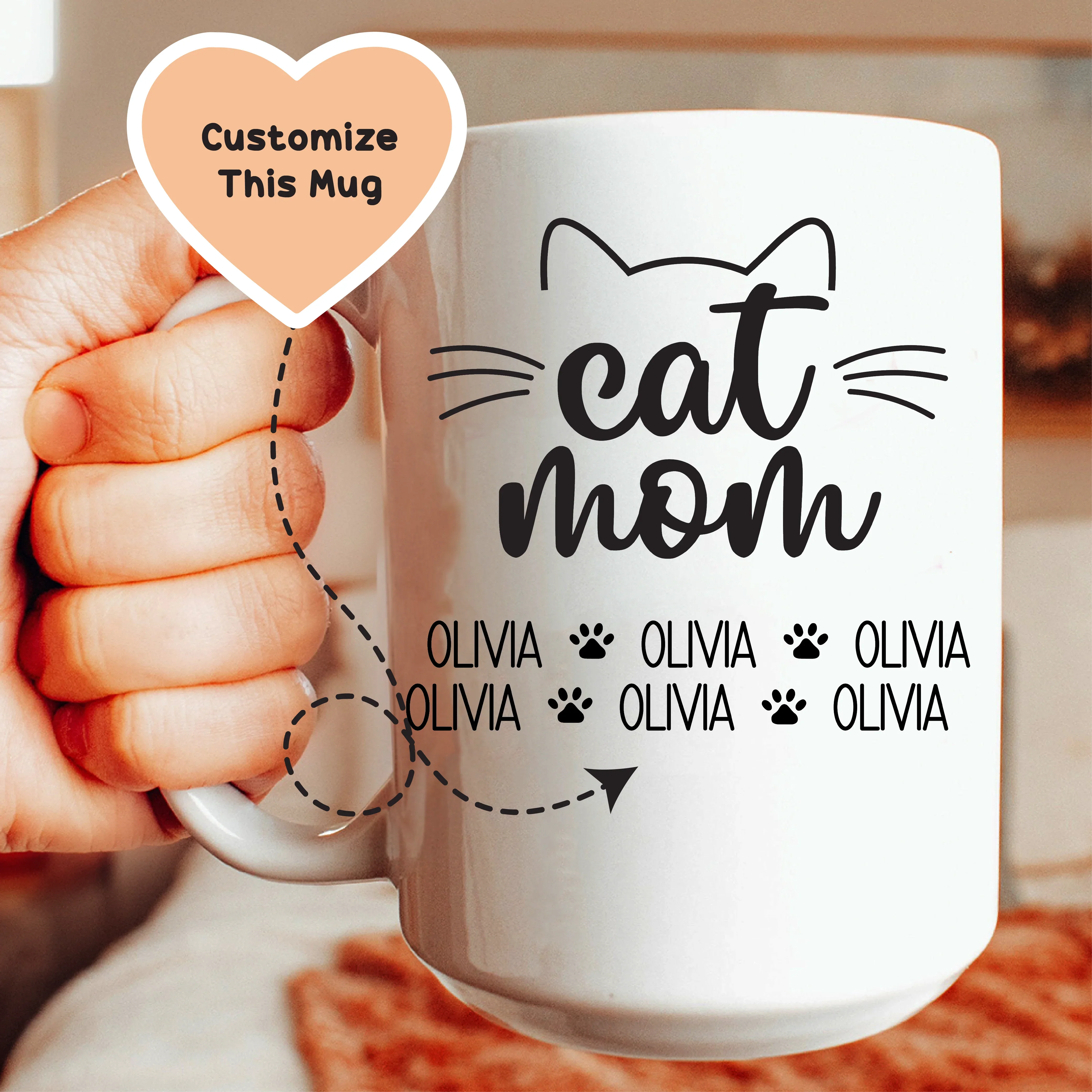 Cat Mom Custom Mug White / 15 oz printful T-Shirt