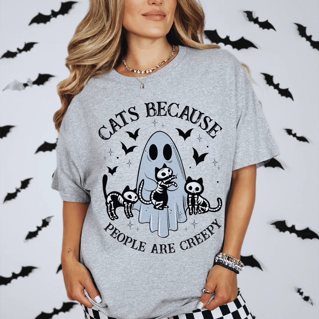 Cats Because People Are Creepy Tee Athletic Heather / S Peachy Sunday T-Shirt
