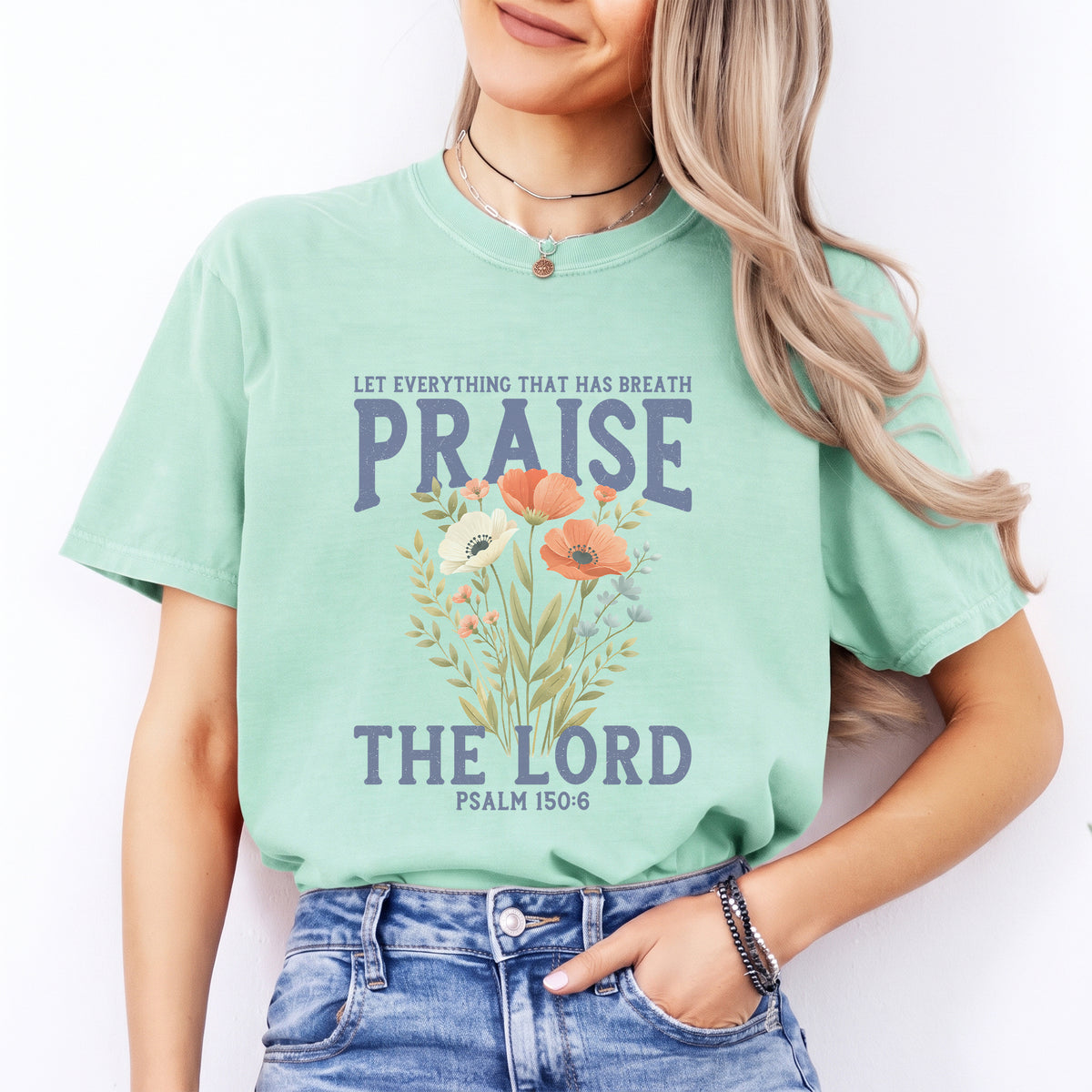 Glaubens-Shirt mit Schriftzug – „Lobet den Herrn“ Psalm 150:6