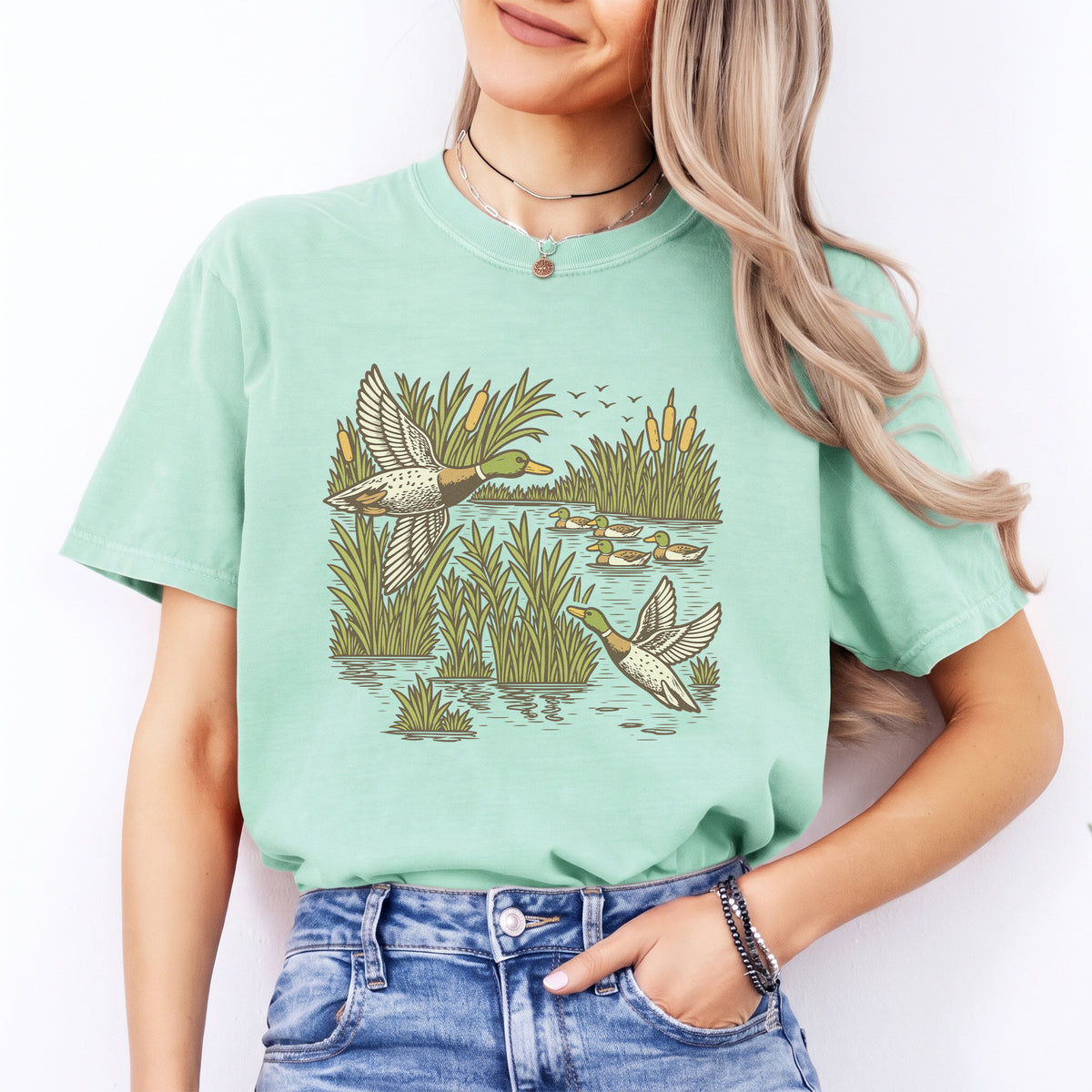 T-shirt rétro avec canards colverts