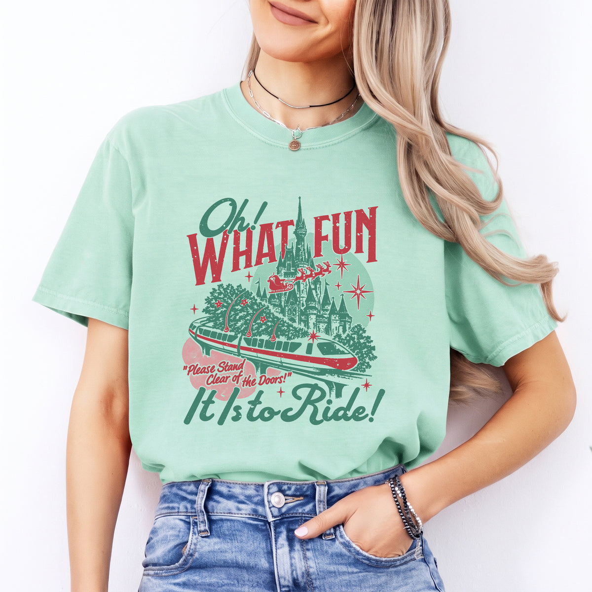 T-Shirt „Oh, wie schön ist es, an Weihnachten zu fahren“