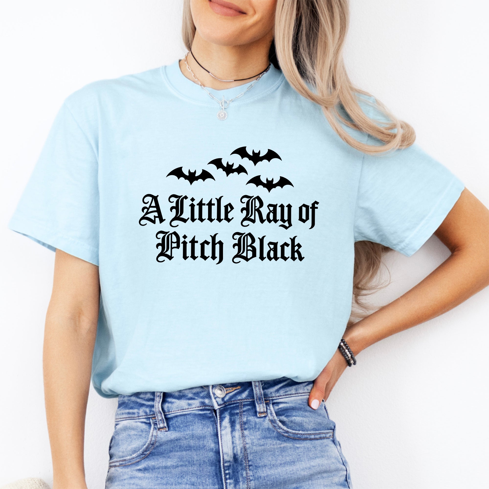 A Little Ray Of Pitch Black Embroidered Tee