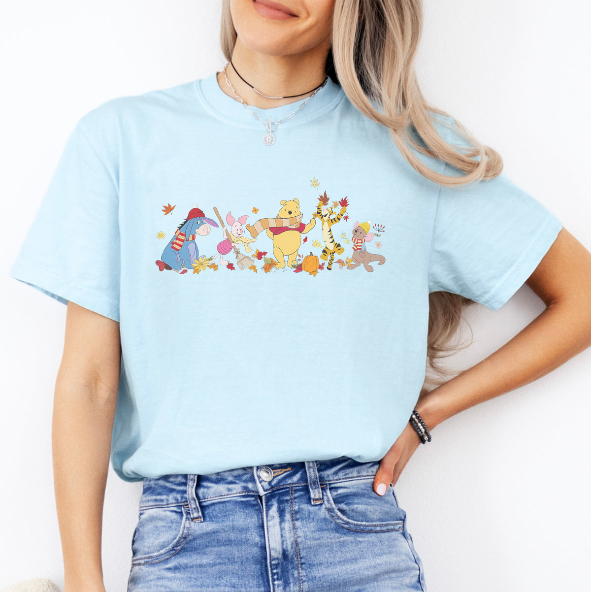 T-shirt graphique rétro Winnie l'Ourson, ambiance automnale