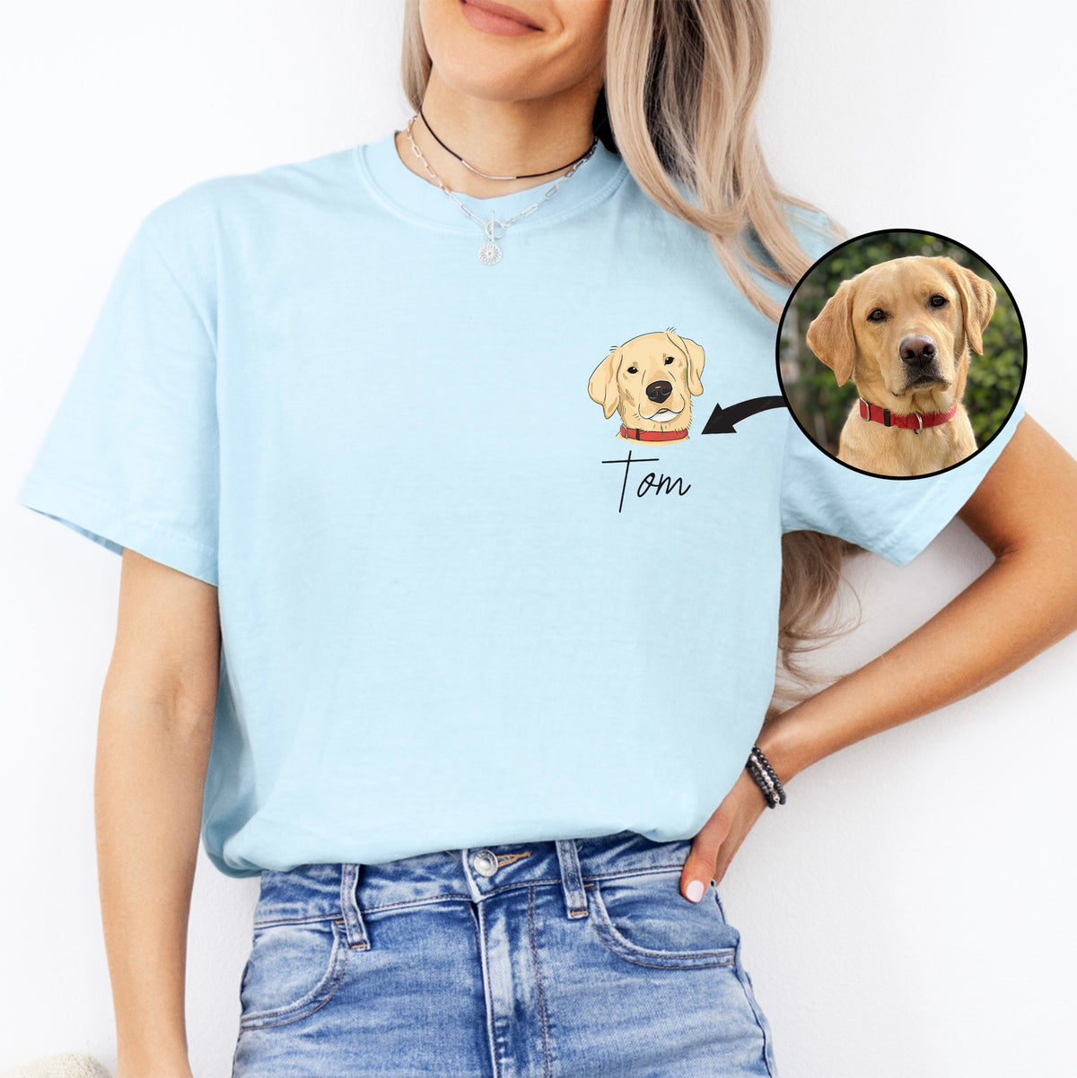 T-Shirt mit personalisiertem Haustierfoto und Namen
