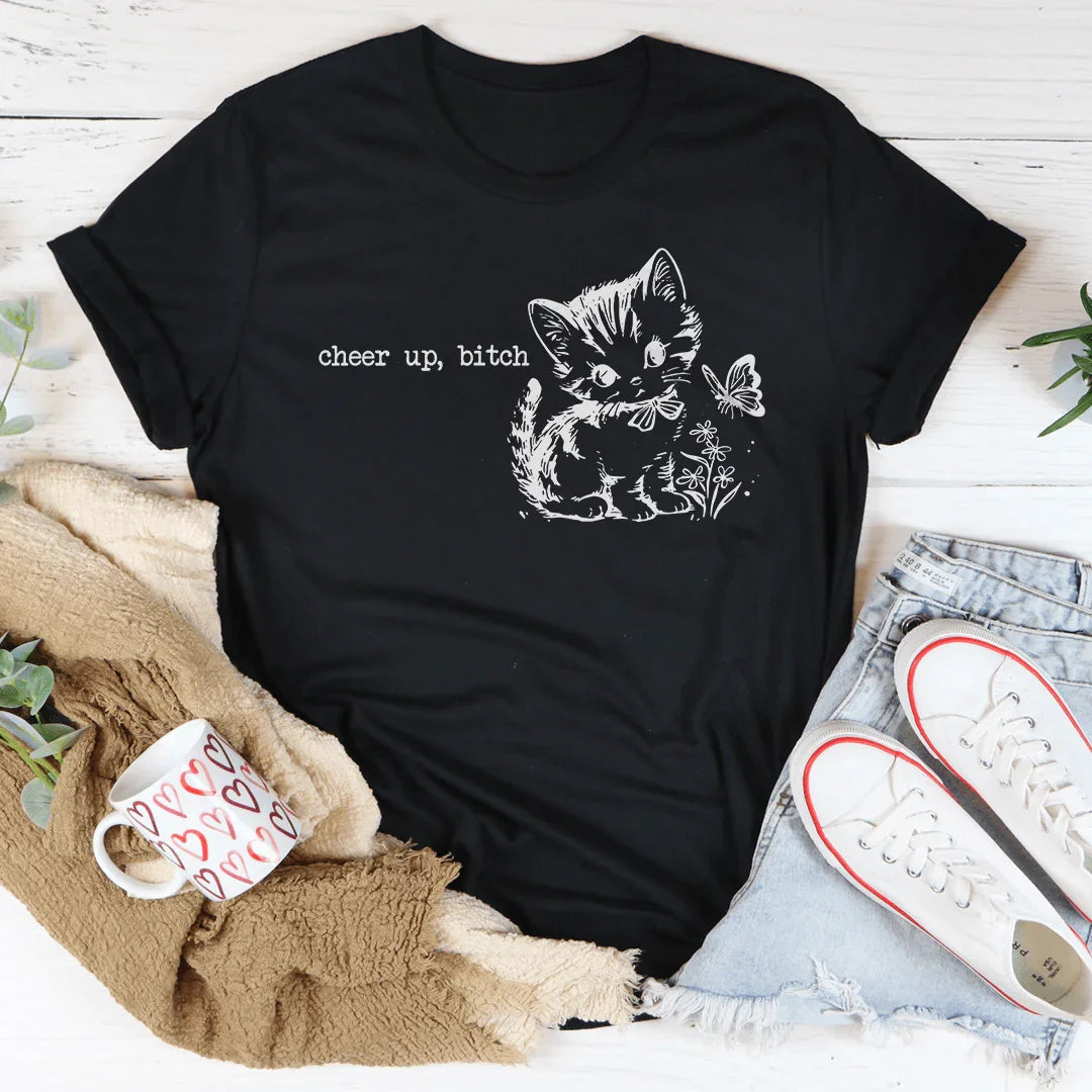 Cheer Up B-tch Tee Black Heather / S Peachy Sunday T-Shirt