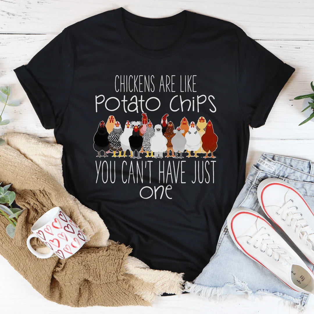 Chickens Are Like Potato Chips You Cant' Have Just One Tee Black Heather / S Peachy Sunday T-Shirt