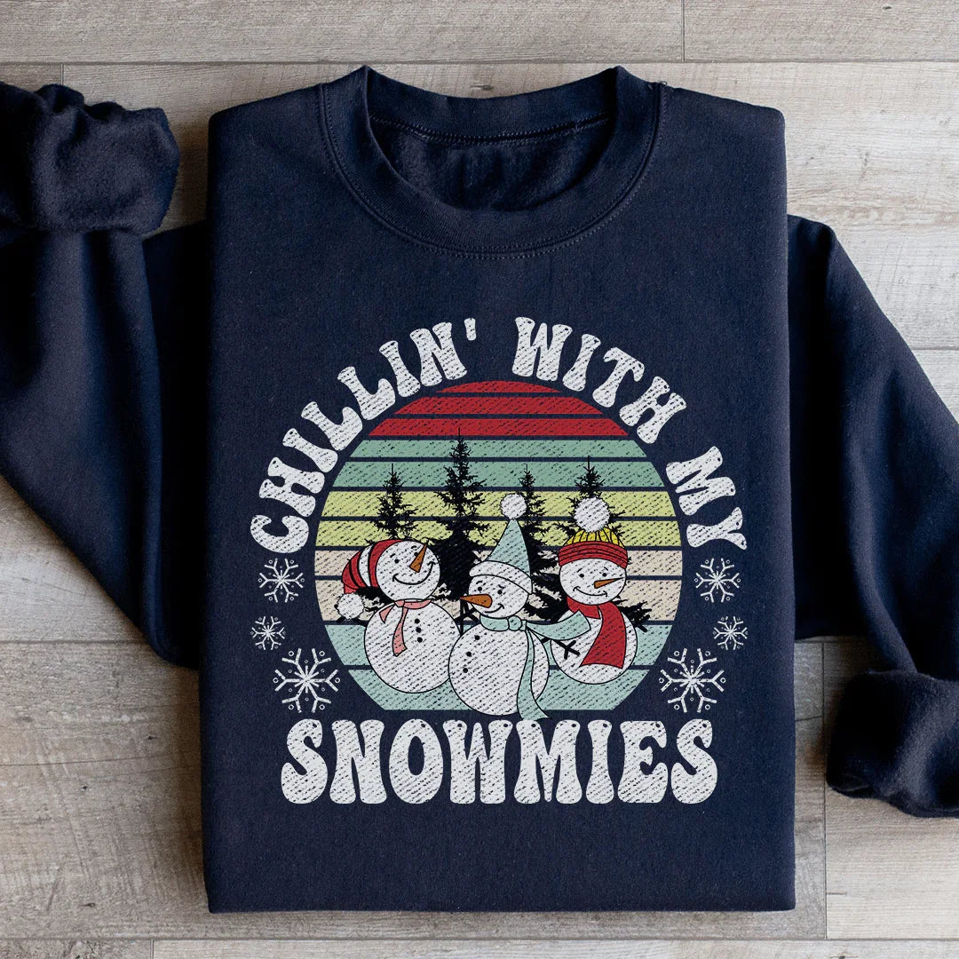 Chillin' With My Snowmies Sweatshirt Black / S Peachy Sunday T-Shirt