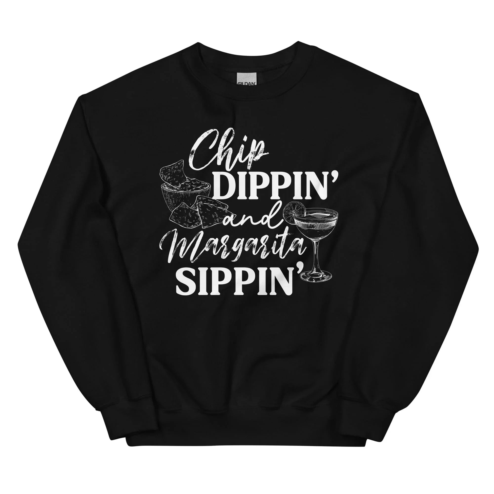 Chip Dippin And Margarita Sippin Sweatshirt Black / S Peachy Sunday T-Shirt