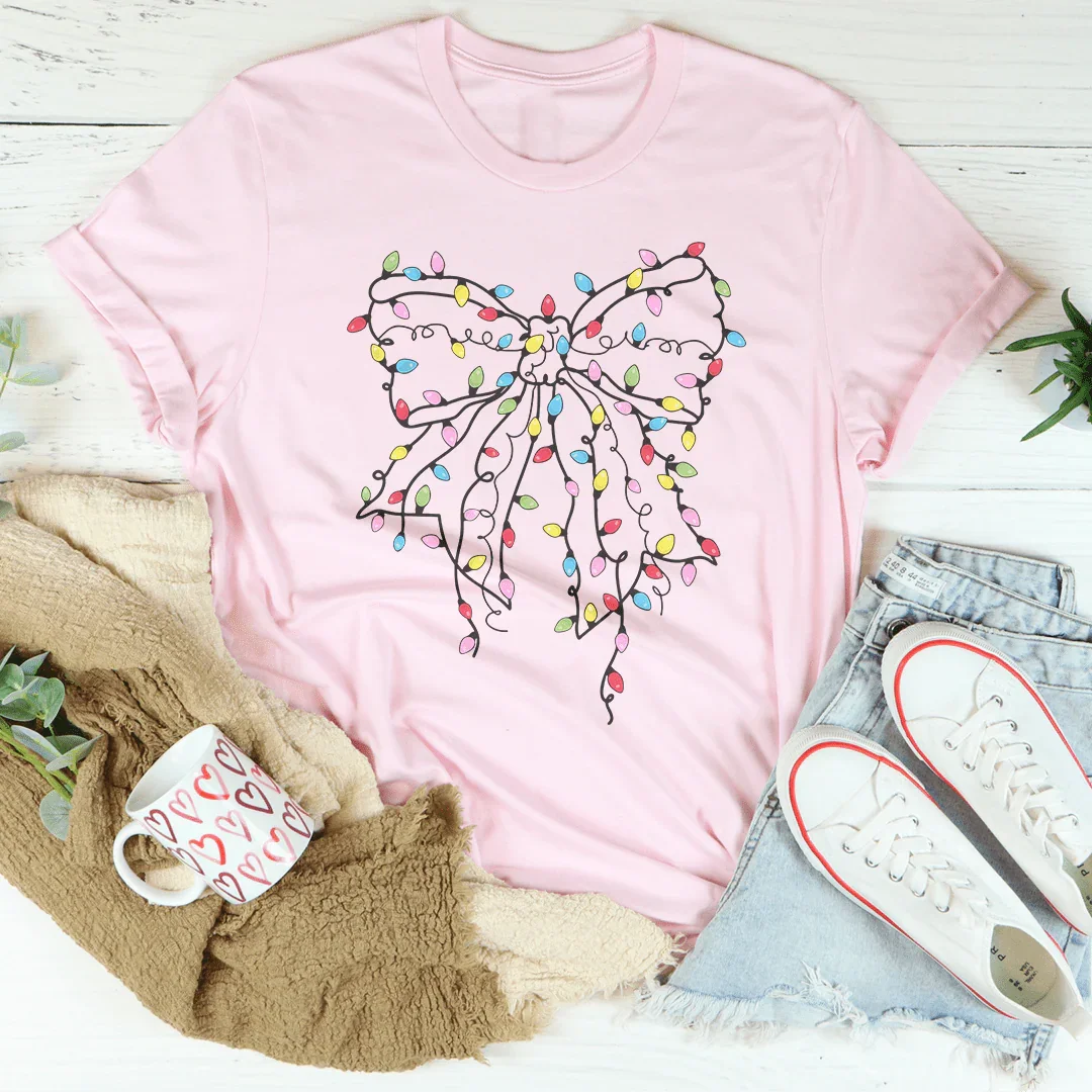Christmas Bow Tee Pink / S Peachy Sunday T-Shirt