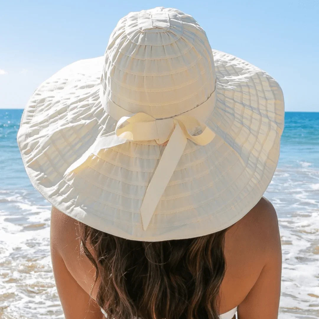 Classic Bow Accent Sunhat Extra Wide Brim Aili's Corner T-Shirt