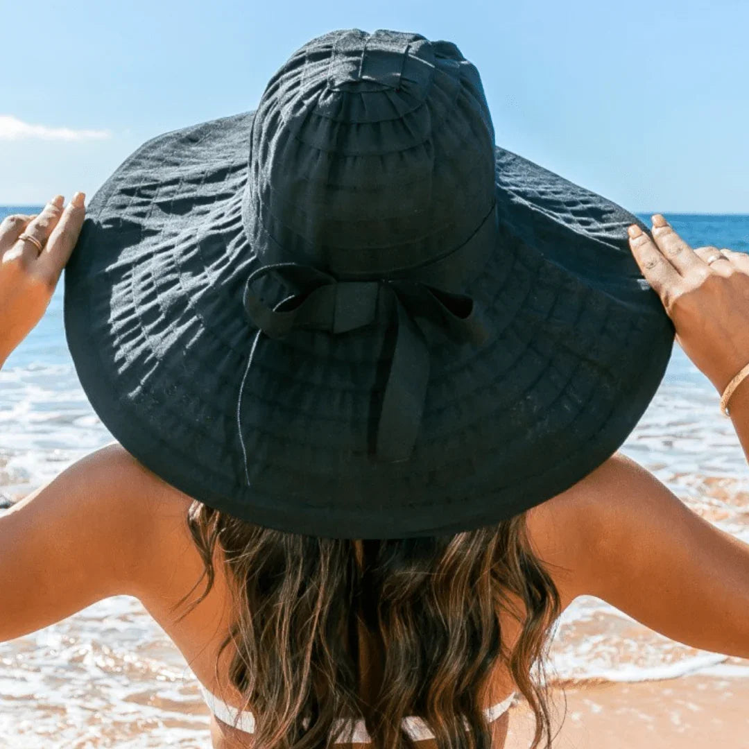 Classic Bow Accent Sunhat Extra Wide Brim Aili's Corner T-Shirt