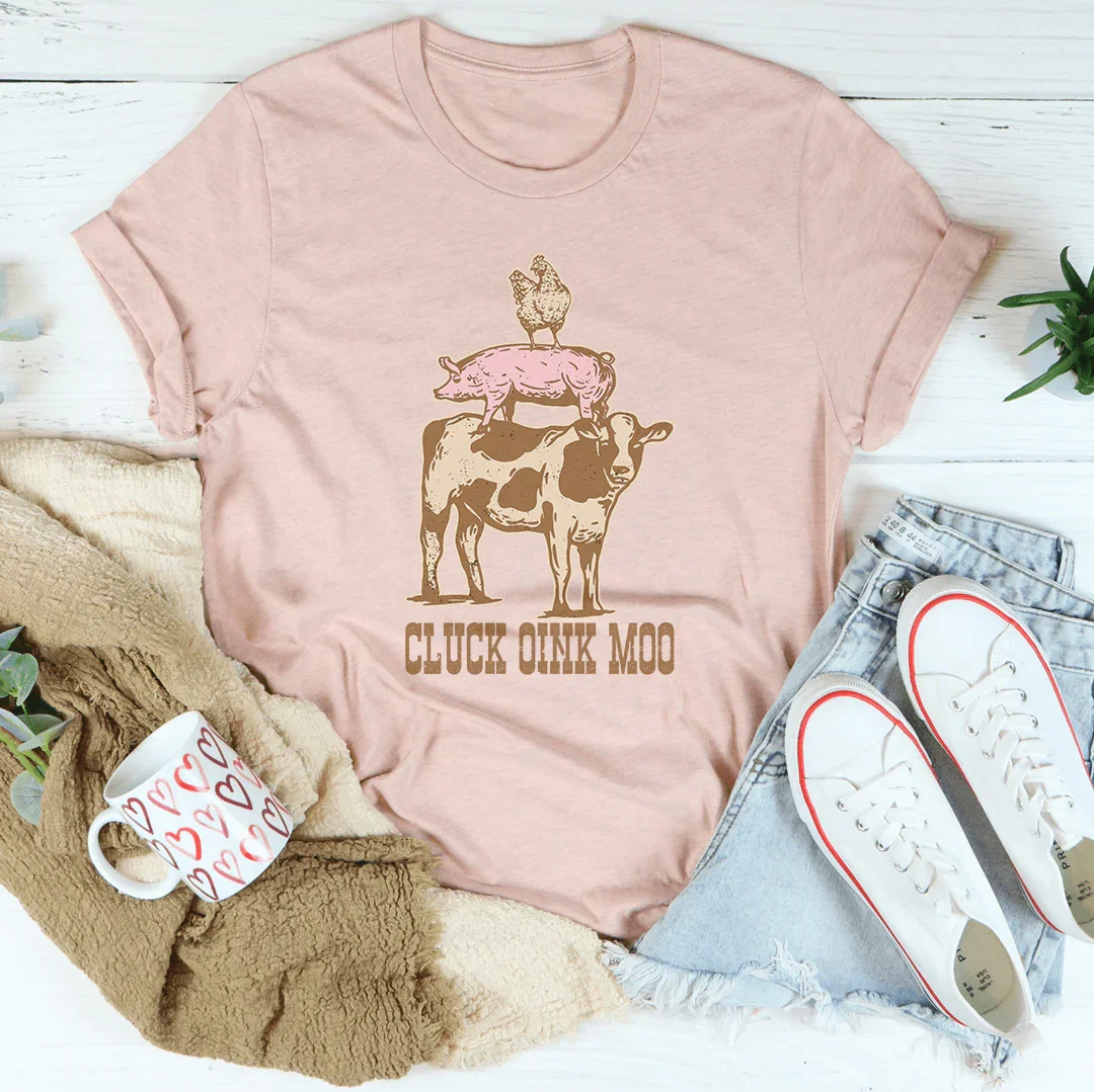Cluck Oink Moo Tee Peachy Sunday T-Shirt