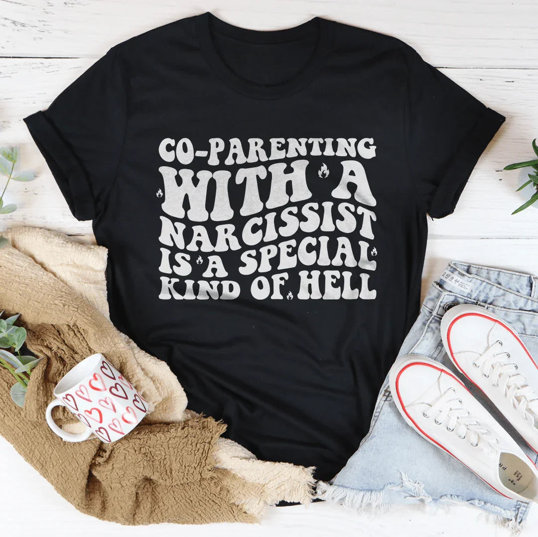 Co Parenting With A Narcissist Is A Special Kind Of Hell Tee Black Heather / S Peachy Sunday T-Shirt