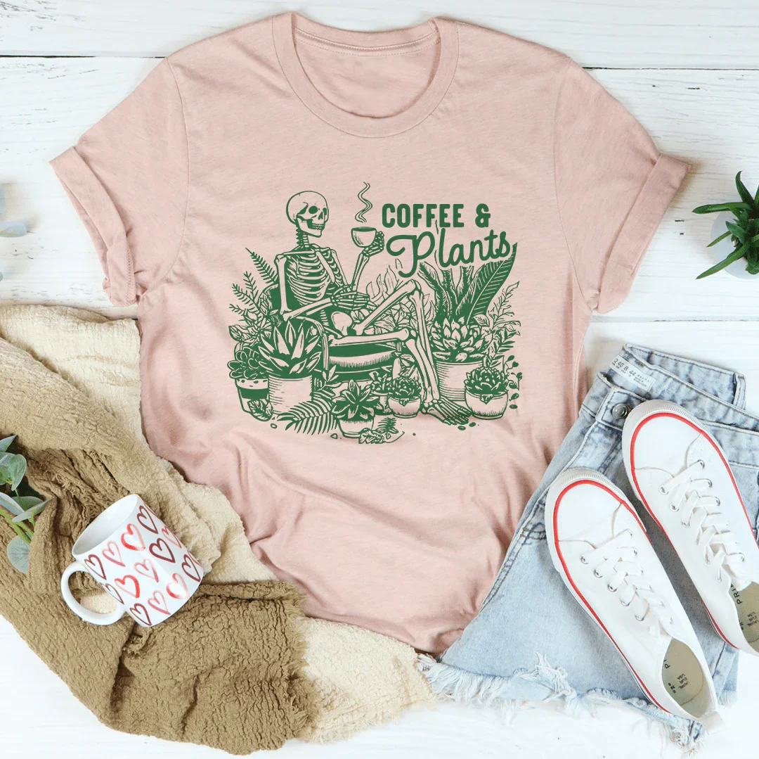 Coffee And Plants Tee Heather Prism Peach / S Peachy Sunday T-Shirt