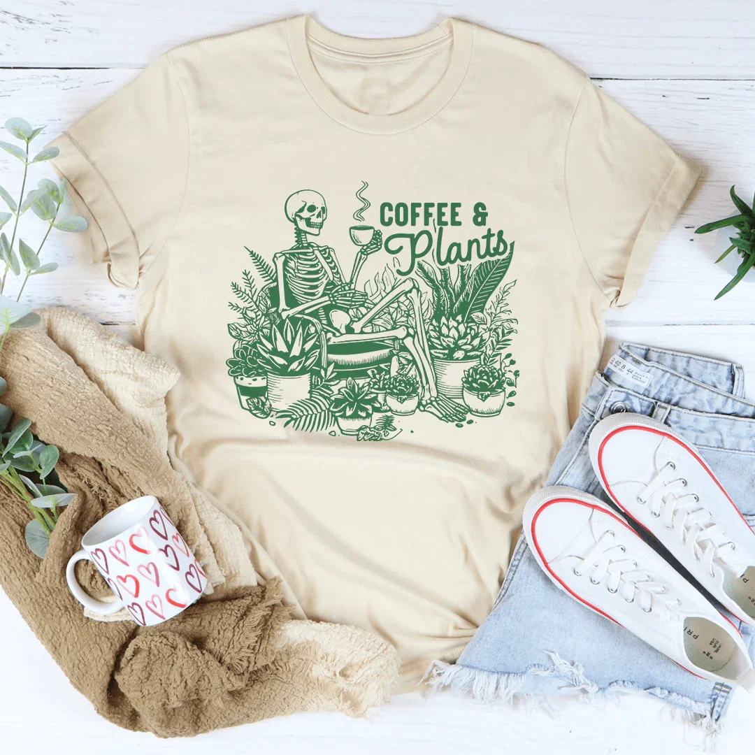Coffee And Plants Tee Soft Cream / S Peachy Sunday T-Shirt