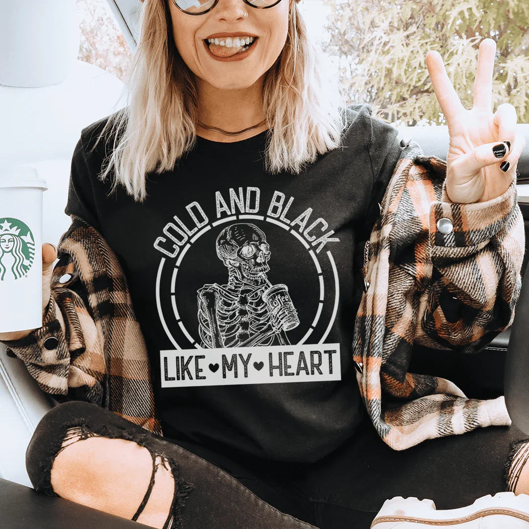 Cold And Black Like My Heart Tee Black Heather / S Peachy Sunday T-Shirt