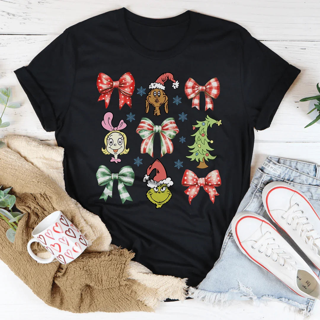 Coquette Bow Grinch Tee Black Heather / S Peachy Sunday T-Shirt