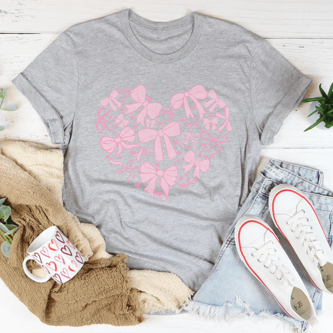 Coquette Bow Heart Tee Athletic Heather / S Peachy Sunday T-Shirt