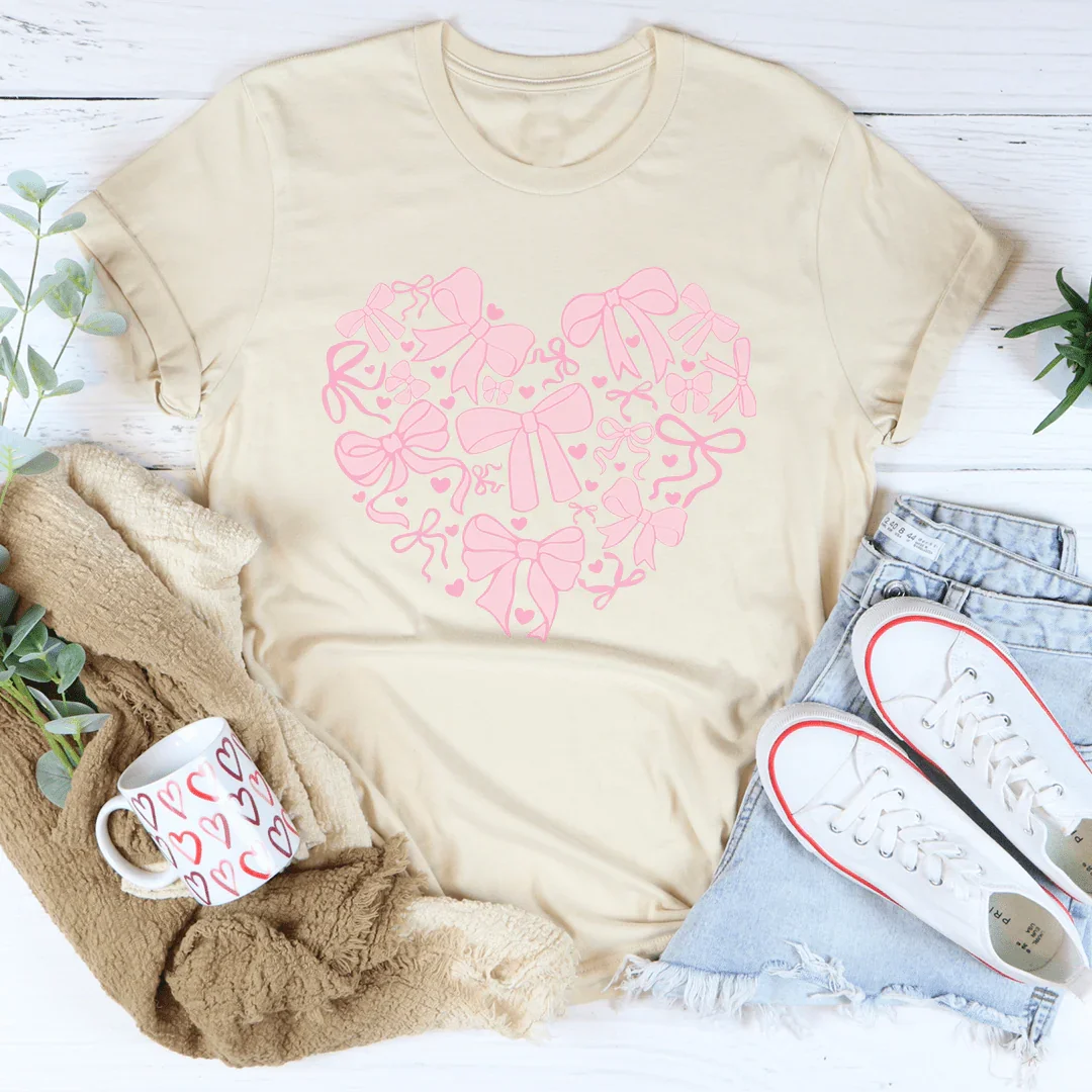 Coquette Bow Heart Tee Soft Cream / S Peachy Sunday T-Shirt
