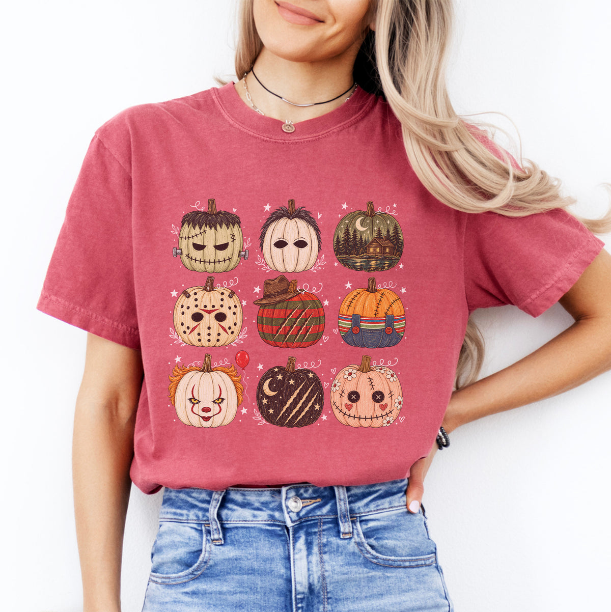 Gruseliges Slasher-T-Shirt mit Filmmotiv – „Horror Character Pumpkin“
