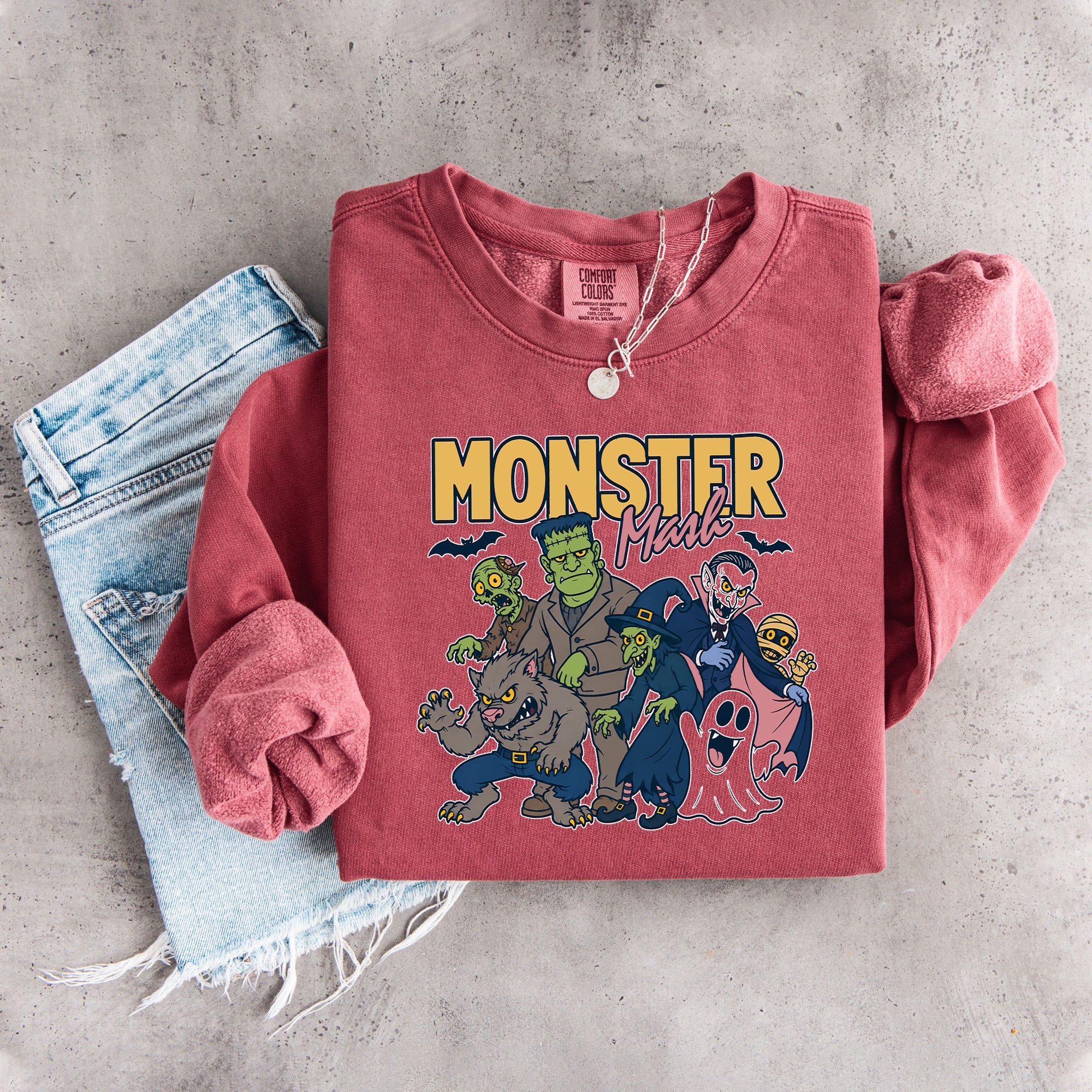 Retro-Halloween-Sweatshirt „Monster Mash“