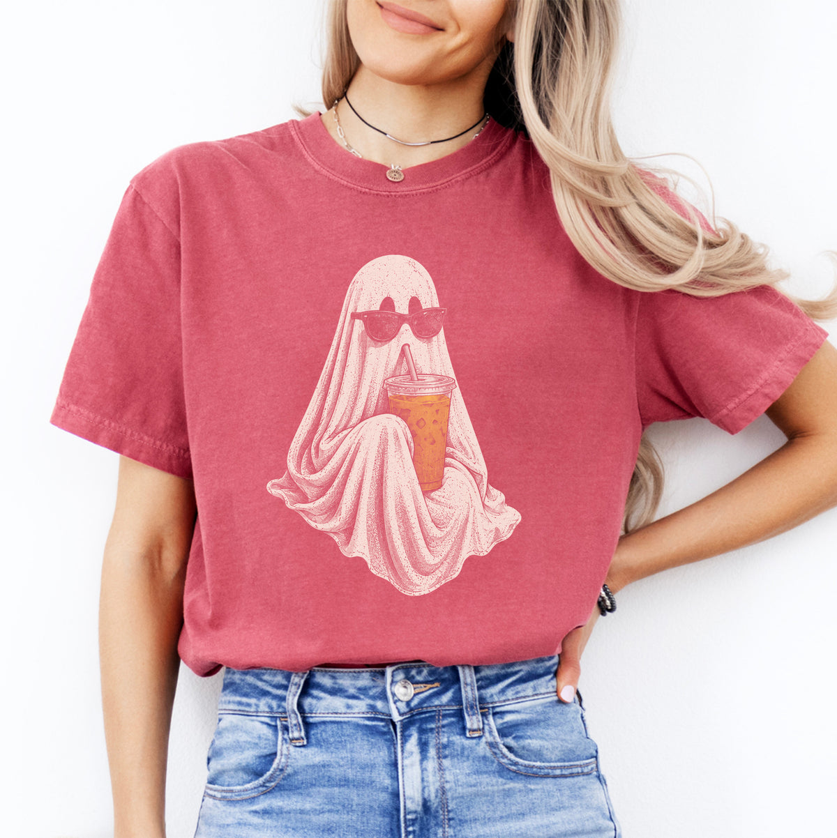 Ghost Drinking Coffee Tee