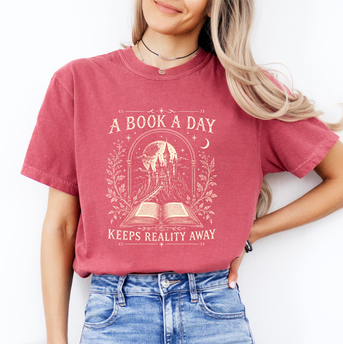 T-Shirt „Ein Buch am Tag“ mit Drachenmotiv
