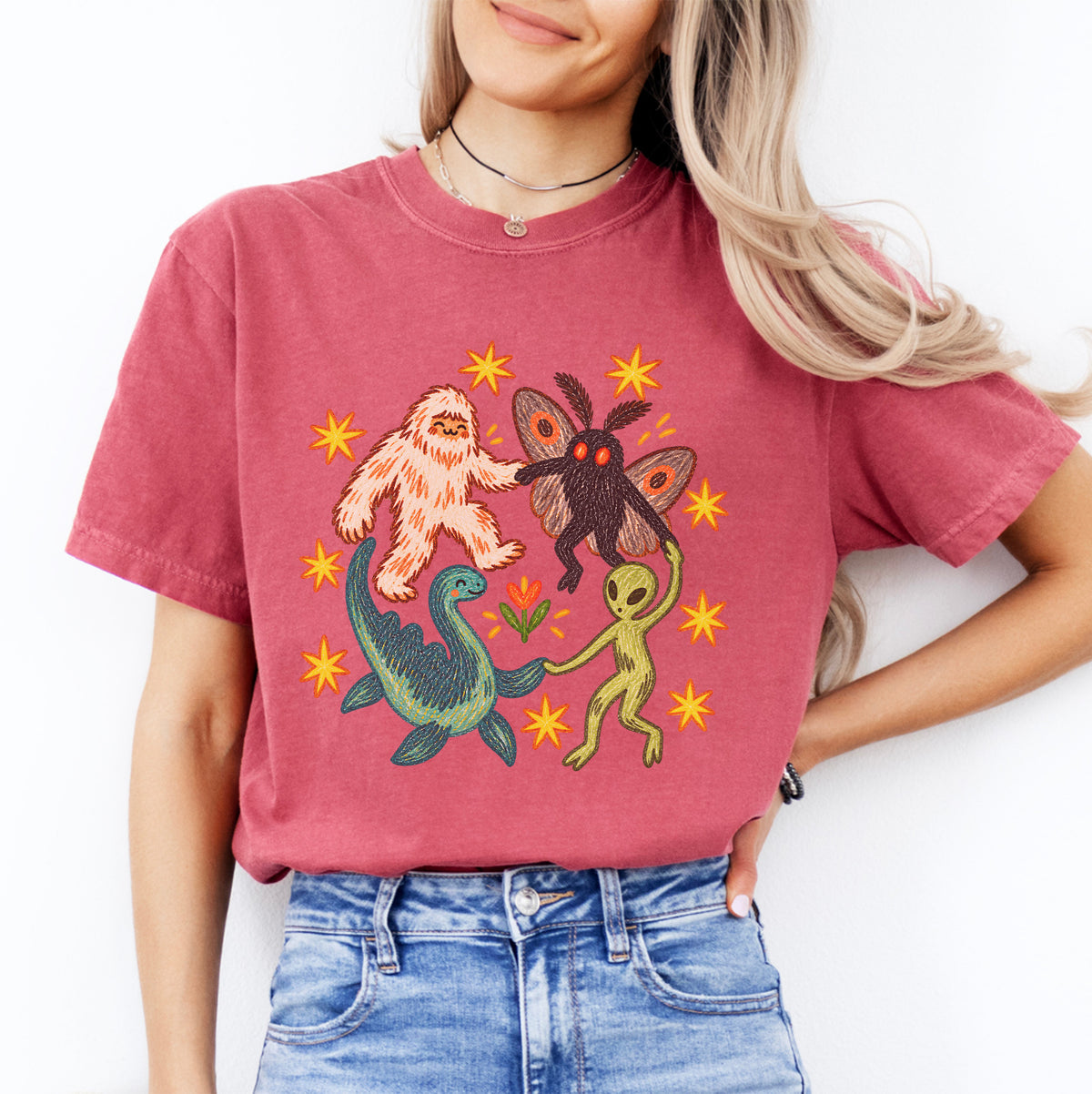 T-Shirt mit tanzenden Fabelwesen-Aufdruck
