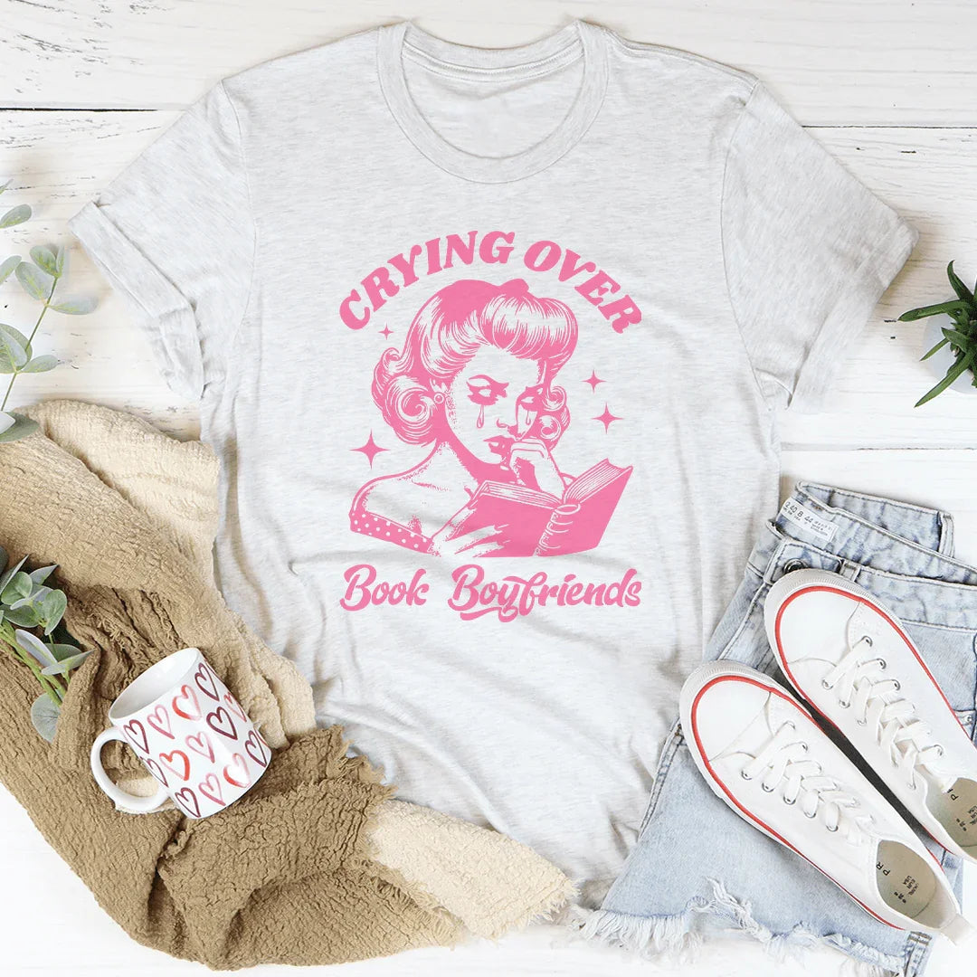 Crying Over Book Boyfriends Tee Ash / S Peachy Sunday T-Shirt