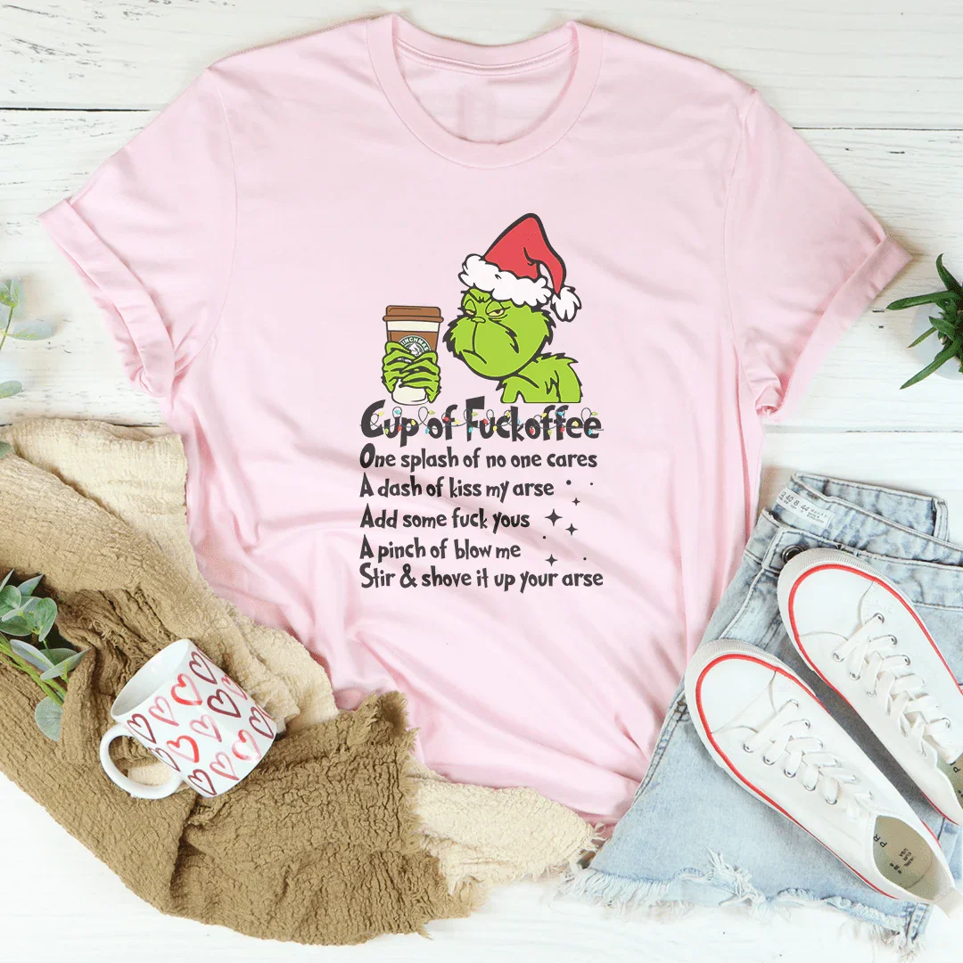 Cup Of One Splash Of No One Cares A Dash Of Kiss Tee Pink / S Printify T-Shirt T-Shirt