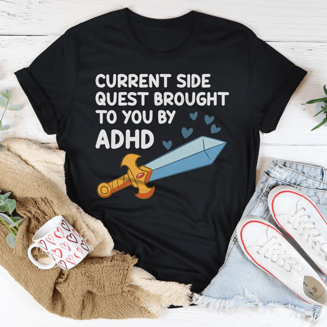 Current Side Quest Brought To You By ADHD Tee Black Heather / S Peachy Sunday T-Shirt
