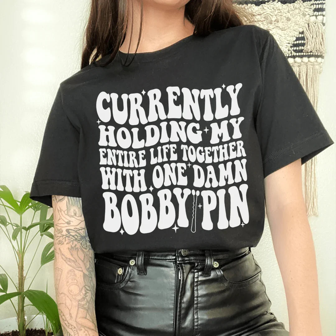 Currently Holding My Entire Life Together Tee Black Heather / S Peachy Sunday T-Shirt