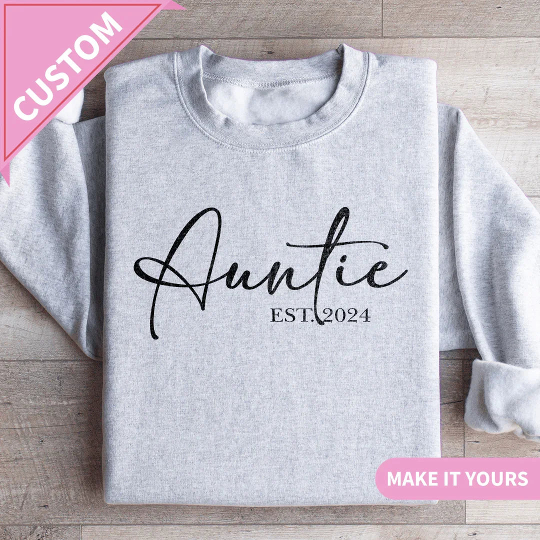 Custom Auntie With Children's Family Gift Sweatshirt Ash / S Printify Sweatshirt T-Shirt