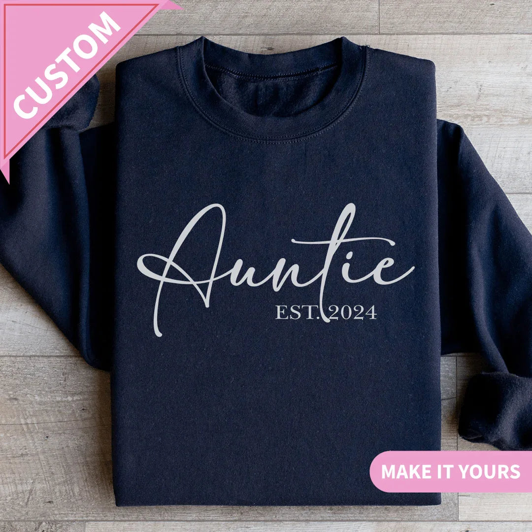 Custom Auntie With Children's Family Gift Sweatshirt Black / S Printify Sweatshirt T-Shirt