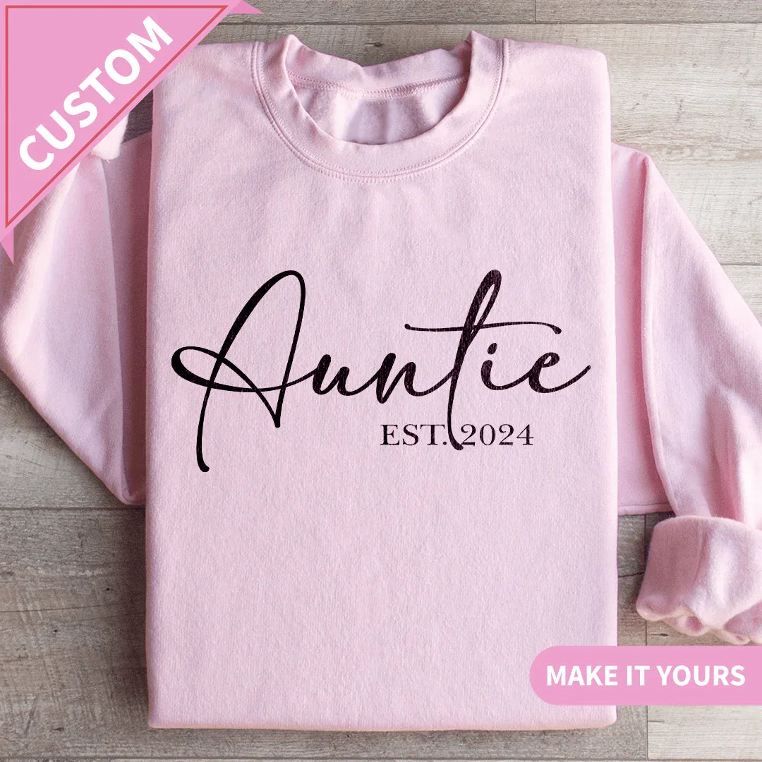 Custom Auntie With Children's Family Gift Sweatshirt Light Pink / S Printify Sweatshirt T-Shirt