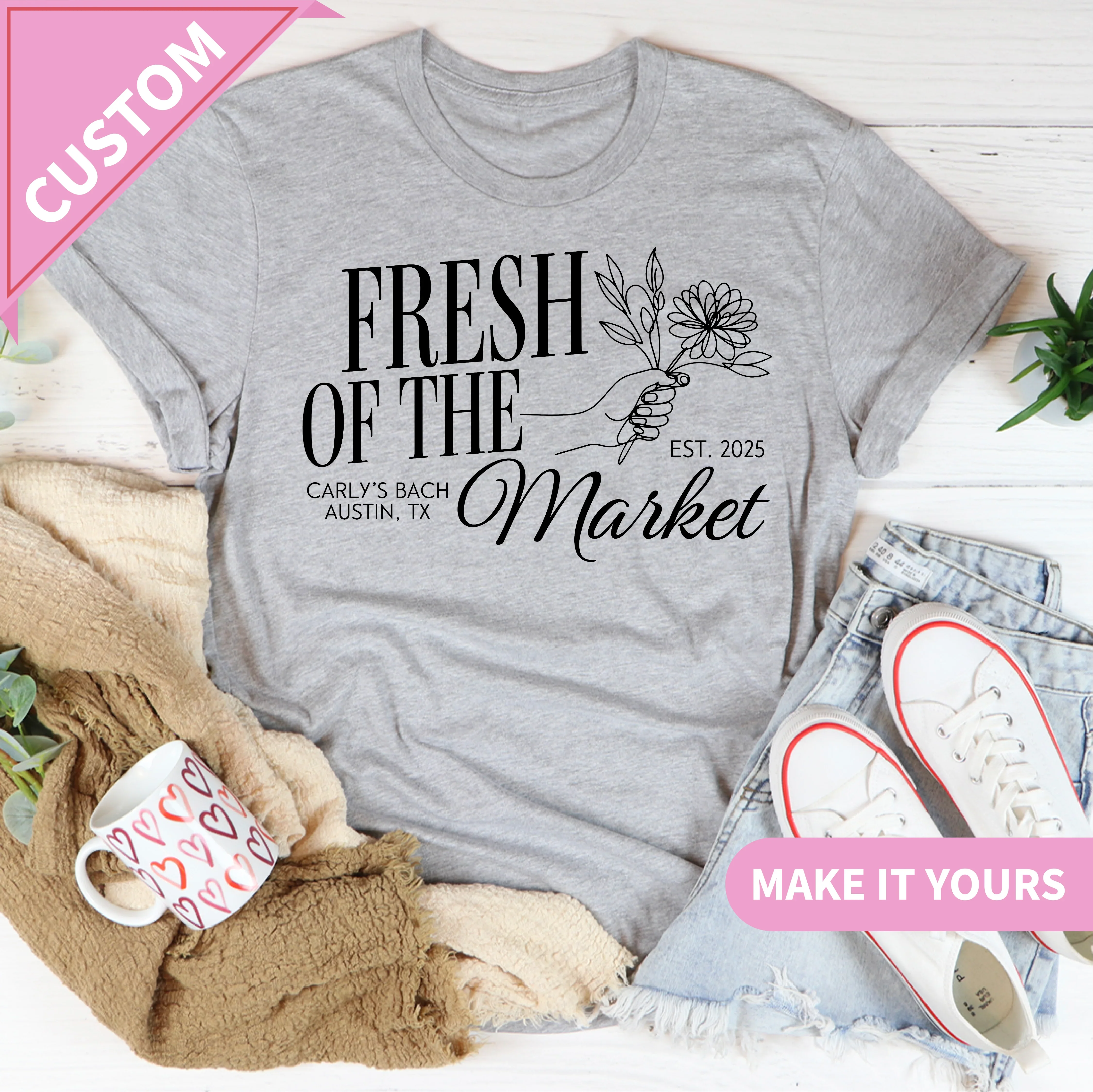 Custom Bachelorette Party Bridal Celebration Tee Athletic Heather / S Printify T-Shirt T-Shirt